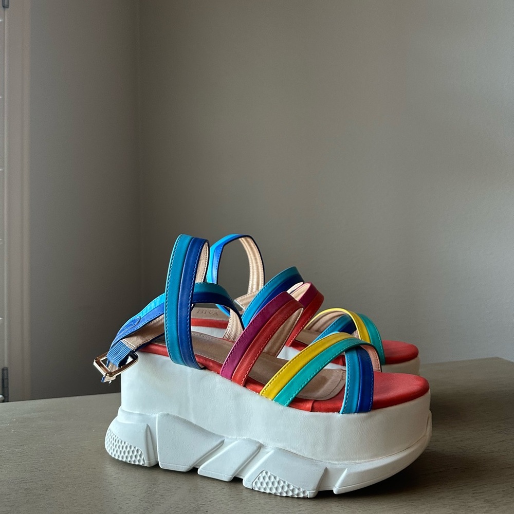 Multi-coloured platform sandals